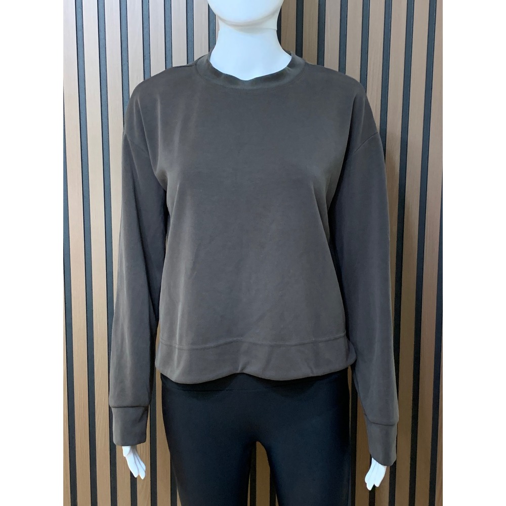 Athleta Coaster Luxe Sweatshirt Small Brown Tencel Modal Crewneck Pullover